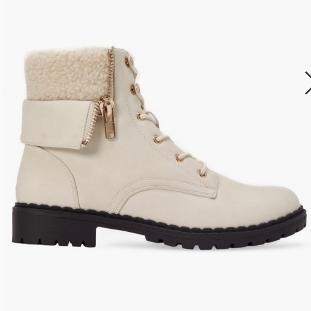 Just Fab Illona Off White/Cream Combat Boots